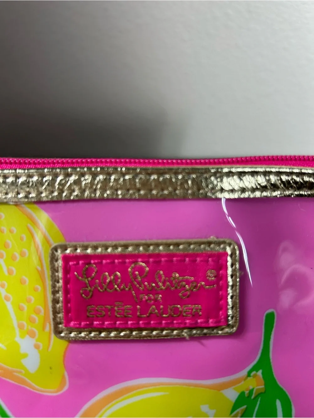 Lilly‎ Pulitzer For Estée Lauder Pink Lemon-Print Cosmetic Pouch Novelty Chic